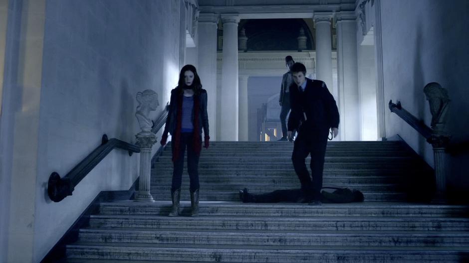 Amy and Rory find that young Amelia has disappeared while the Doctor explains what is happening.