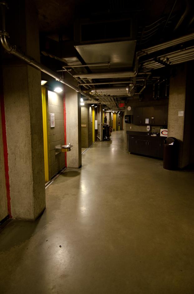 Back stage between the Chan Shun Concert Hall and the Telus Studio Theatre.