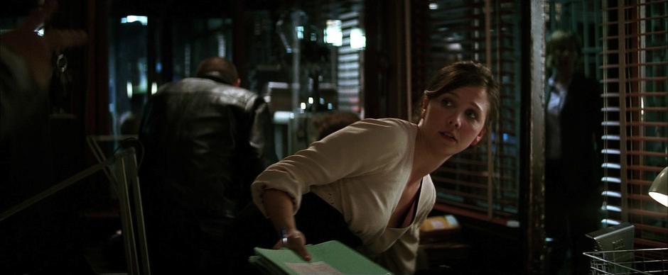 Rachel Dawes attempts to deal with the aftermath of the attempt on the mayor's life.