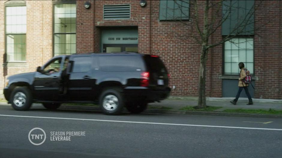 A black SUV pulls up alongside Jenny Sanders as she walks home from school.