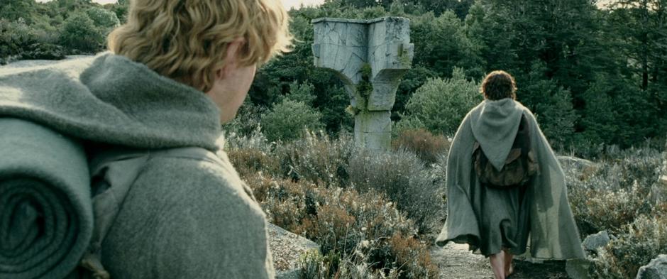 Frodo walks away from Sam after their talk regarding Gollum.