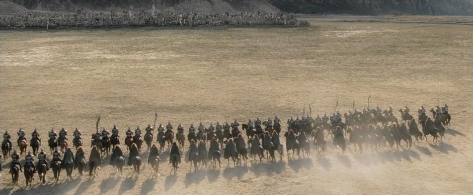 Faramir and his riders attack towards Osgiliath in an attempt to retake the city.