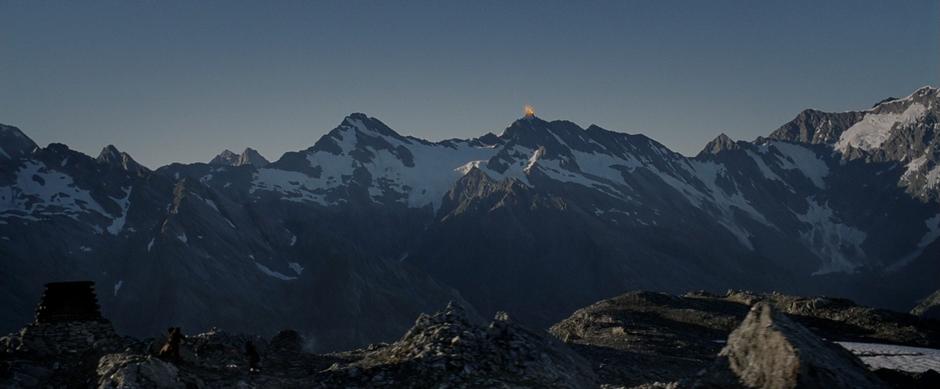 The beacon team sees another beacon lit in the distance.