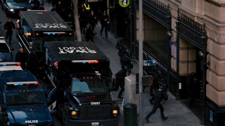 SWAT storms the subway station.