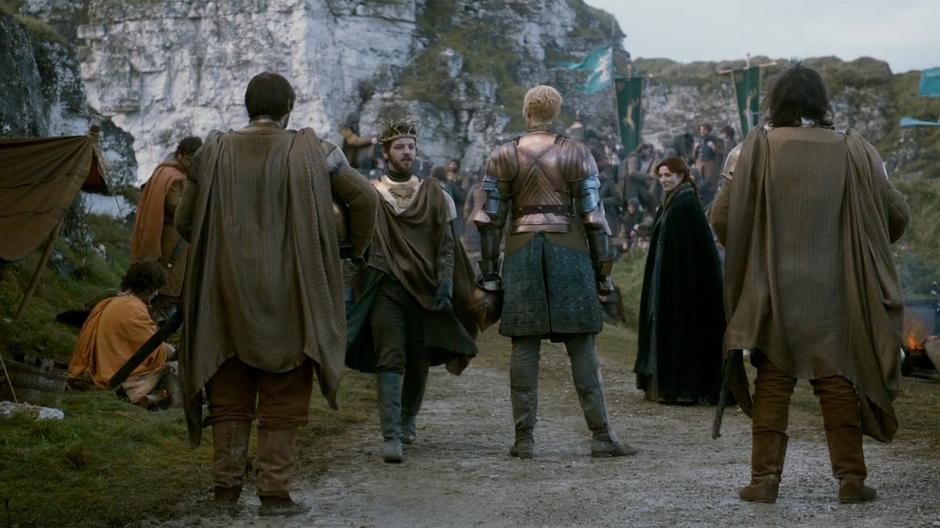 Renly approaches Brienne after she wins the tournament and becomes his new Kingsguard.