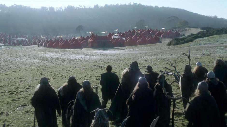 Tyrion's group walks down to the camp.