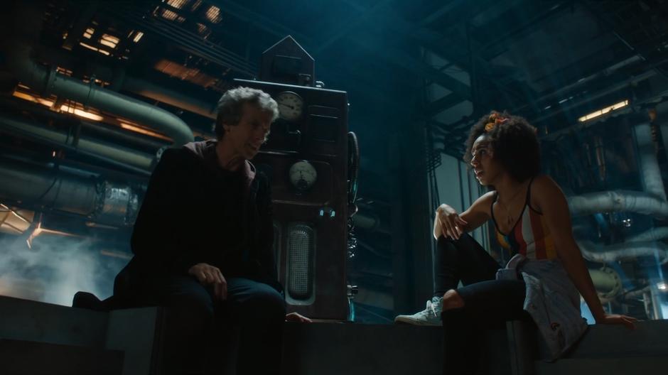 The Doctor and Bill talk about how to save the colonists now that the ship will no longer explode.