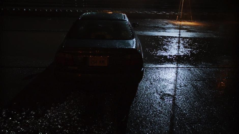 The nano-swarm approaches the car from behind.