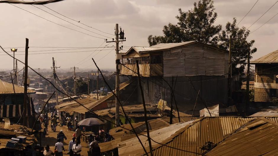 The restaurant sits on the second floor of a building in the middle of Kibera.