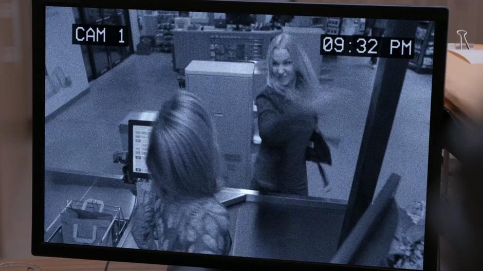 Yvonne slaps Trish on the security footage.