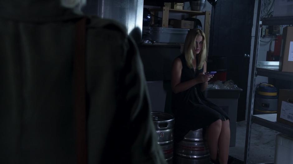 Liv finds Yvonne hiding in the back of the storage room.