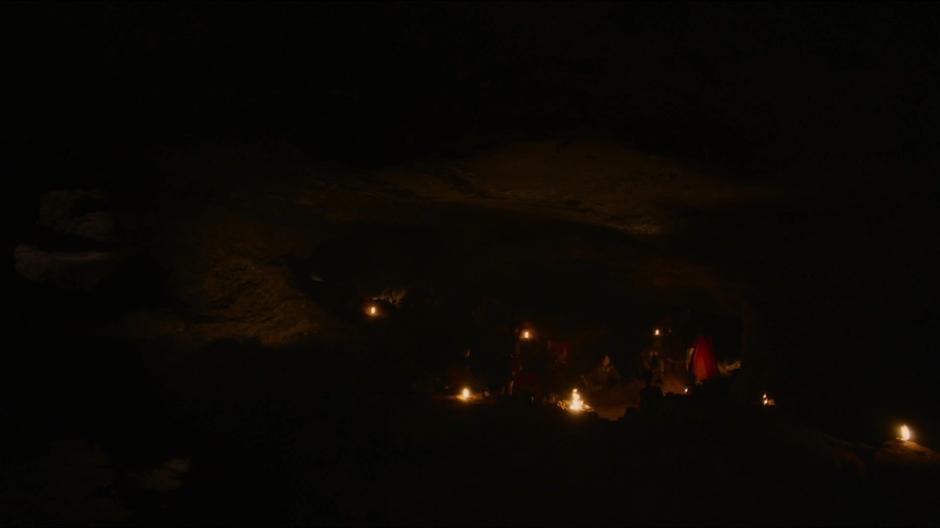 Bill and the 9th Legion sit in the cave around their small fires.