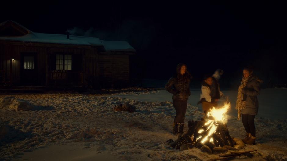 Jeremy runs up to the fire where Wynonna and Waverly are standing.