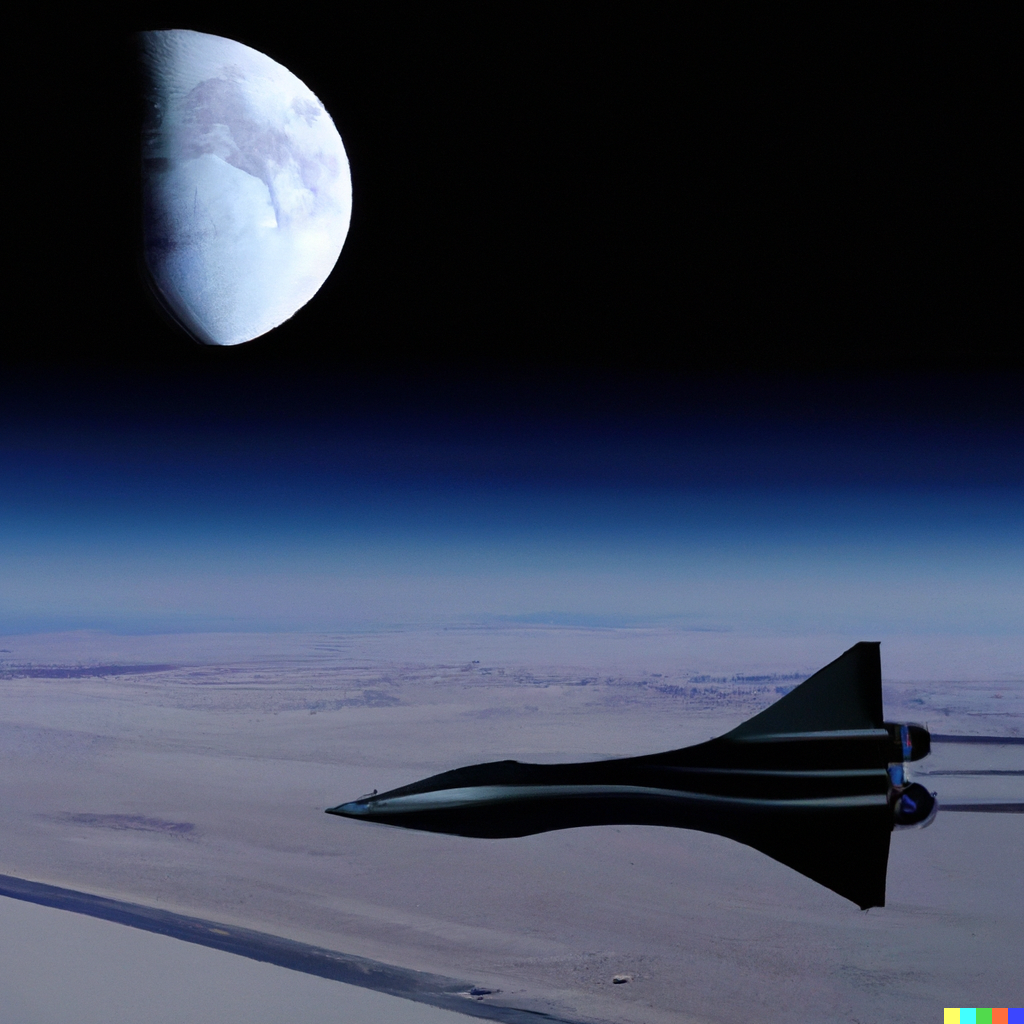 DALL-E Generated Image of Spaceship above the moon