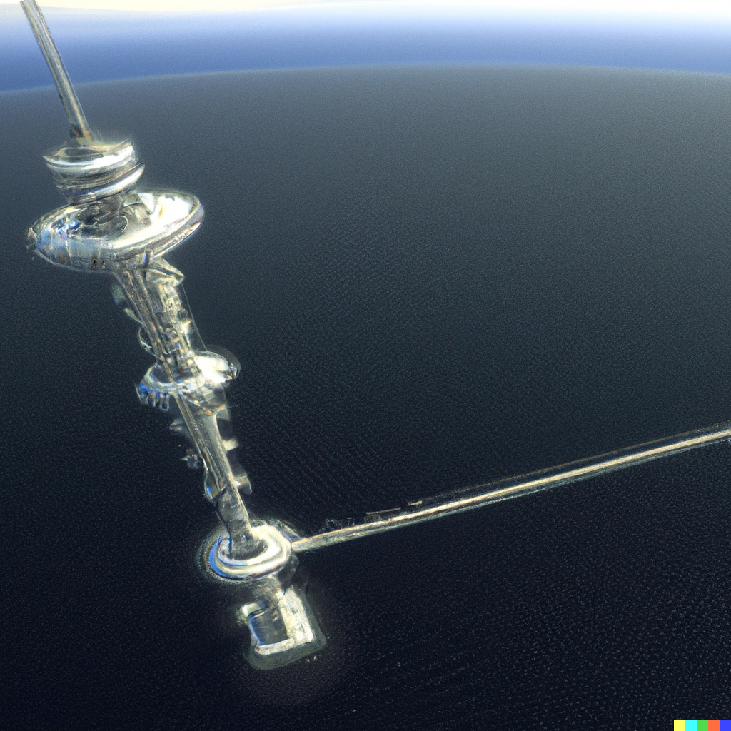 DALL-E Generated Image of the cable of the space elevator reaching into the sky