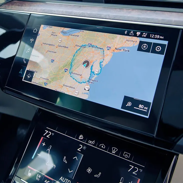 2021 Audi e-tron Sportback 10.1 inch screen of the Audi mmi® touch response system with navigation capabilities