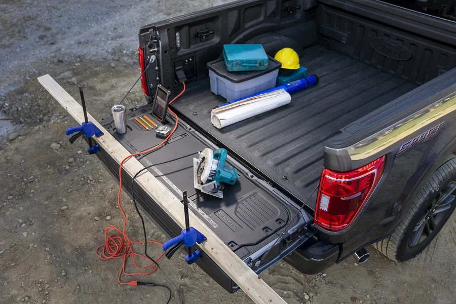 2022 Ford F-150 for sale in Madison, WI Overhead view of the tailgate work surface