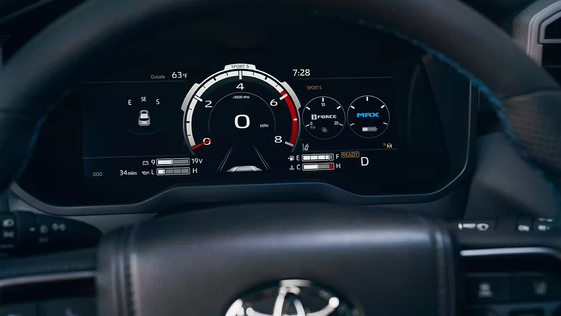 2023 Toyota Sequoia Technology The vehicle dashboard of a 2023 Toyota Sequoia Platinum