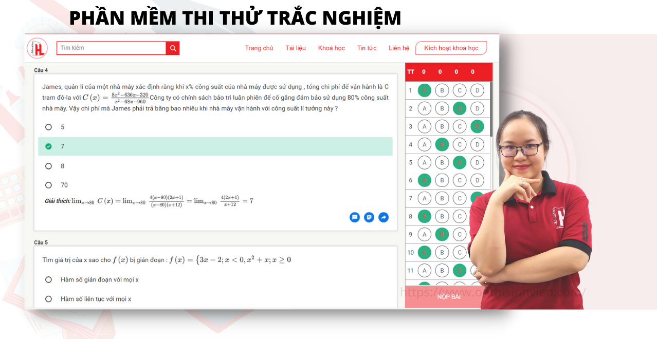 Phần mềm thi thử trắc nghiệm giống thật đến 99% của Onthisinhvien