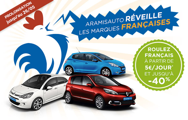 Roulez Français à partir de 5€ par jour* et jusqu'à -40% !