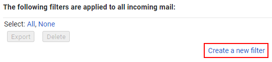 Gmail creating a new filter