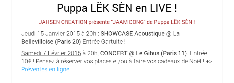 Puppa LËK SÈN en LIVE !JAHSEN CREATION présente 