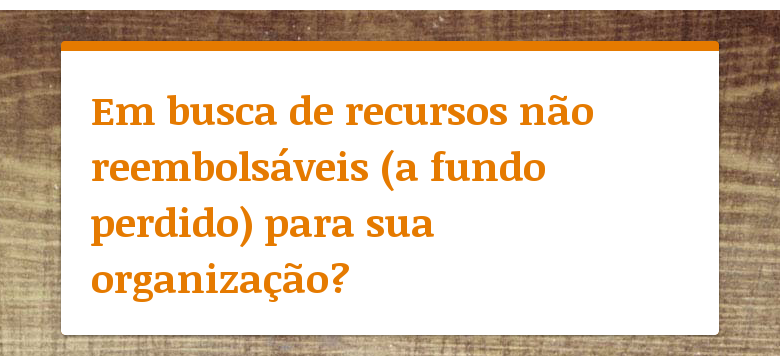 Em busca de recursos não reembolsáveis (a fundo perdido) para sua organização? 