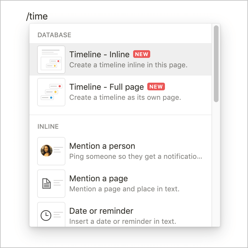 notion timeline view insert