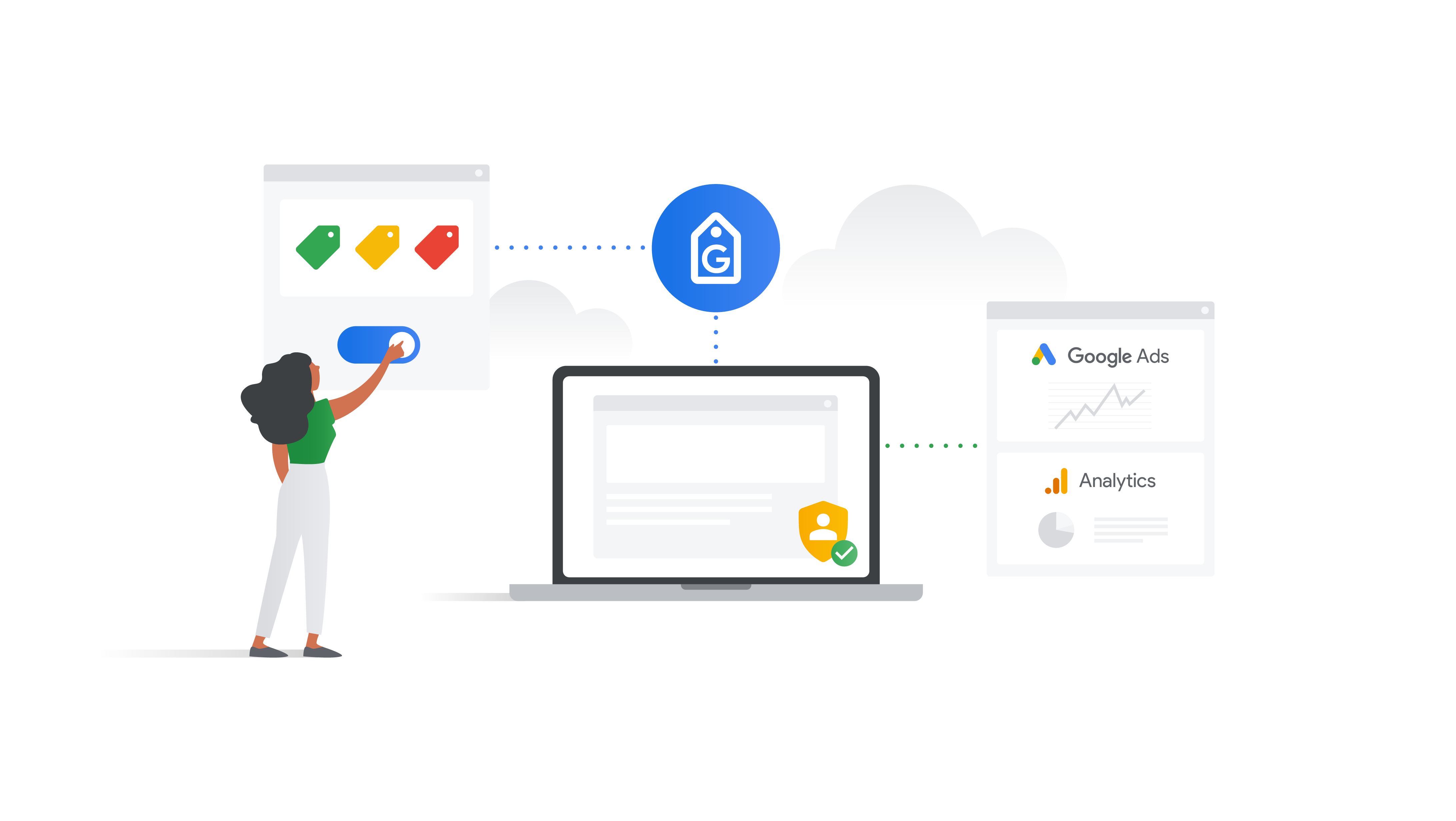 A concept illustration demonstrating how to set up your Google tag.