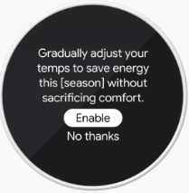 Nest thermostat seasonal savings enabled