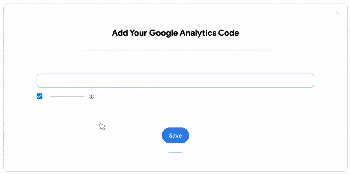 An animated GIF demonstrating how to add your Google Analytics Code to Wix.