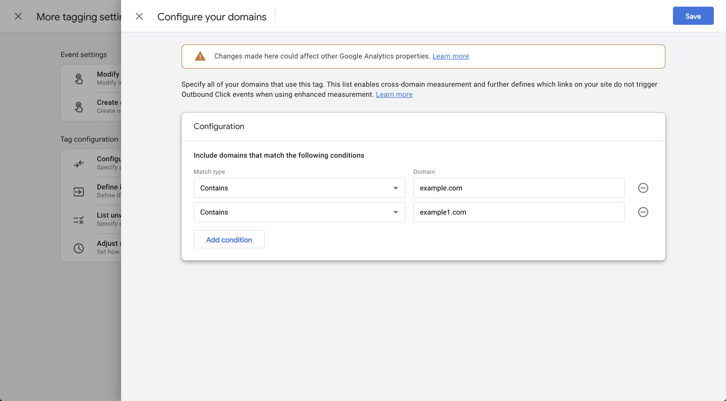 Configure your domains interface