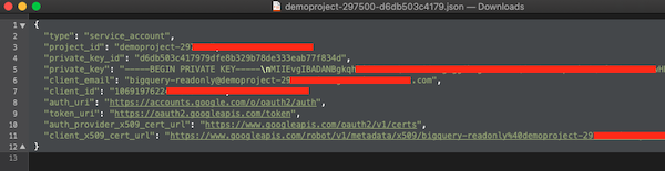 Obtain the service account key from the JSON file that was downloaded when you created the key by copying the entire contents of the file