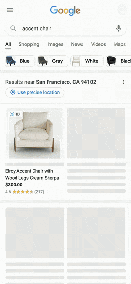 Animated GIF demonstrating a 3D chair model