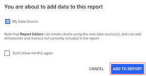 You are about to add data to this report dialog with the Add to Report button highlighted