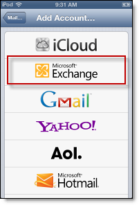 add Exchange account