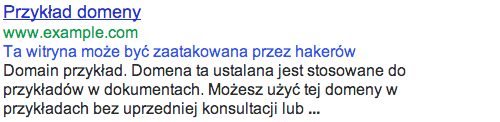 hacked ostrzeżenie strona