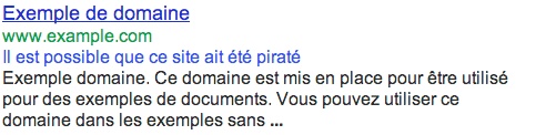 avertissement de site piraté