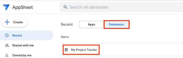 Open My Project Tracker database
