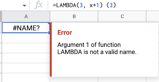 Error message when you input an argument that is not an identifier.