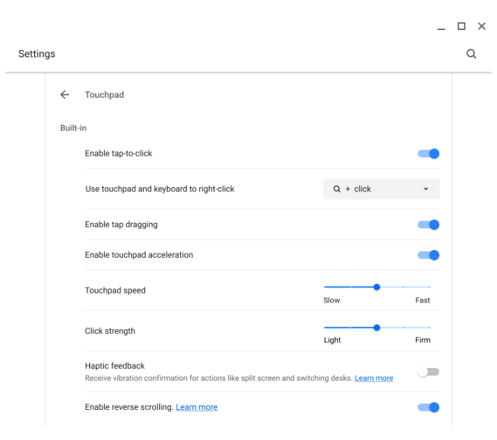 touchpad speed