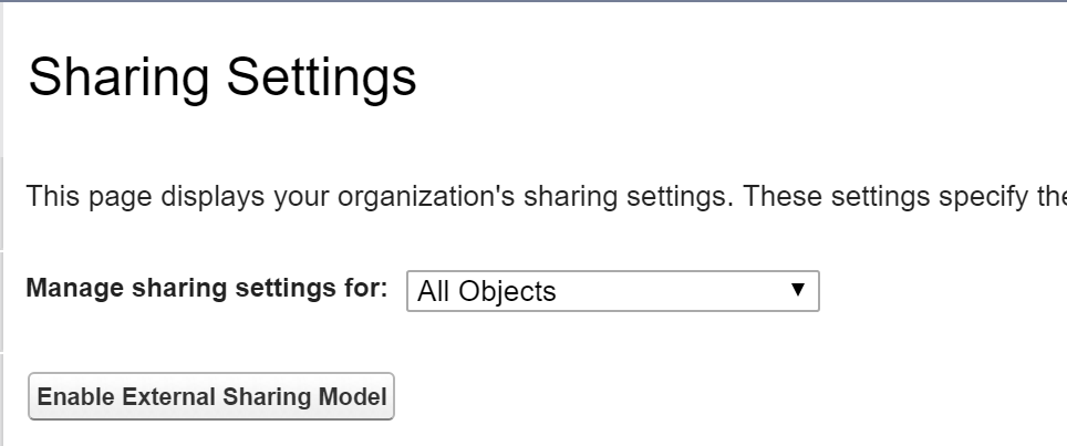 Sharing Settings pane in Salesforce