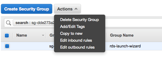 Select Edit inbound rules in the Ec2 Management Console