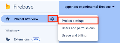 Select Project settings