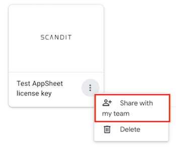 Share with team option in the three dot menu.