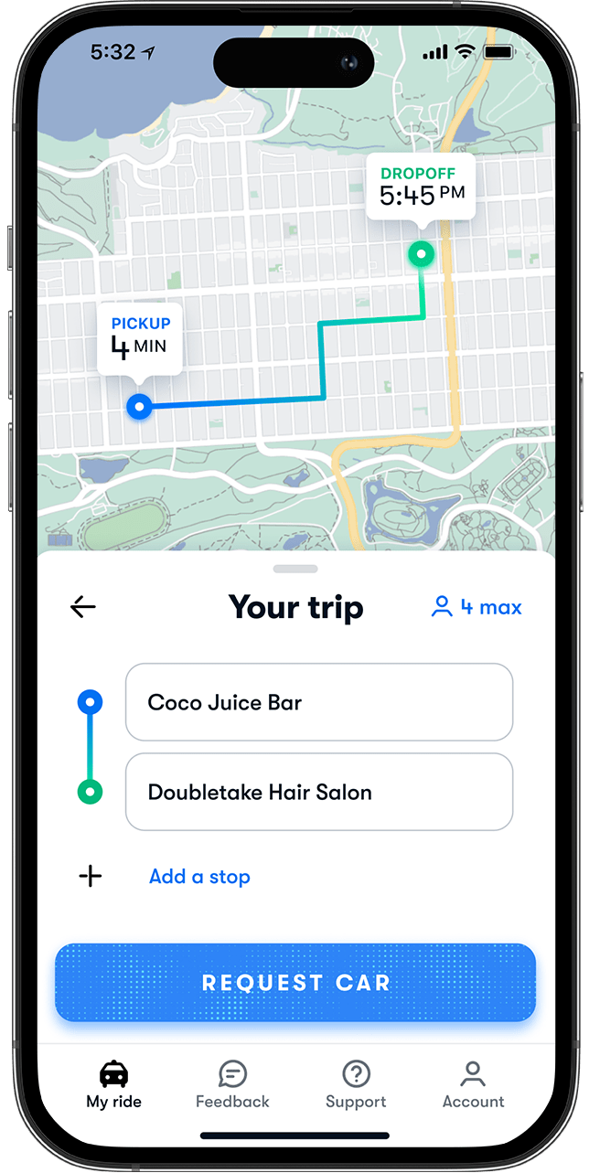 App screen - trip request