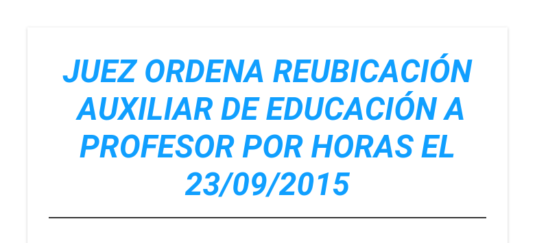 JUEZ ORDENA REUBICACIÓN  AUXILIAR DE EDUCACIÓN A PROFESOR POR HORAS EL 23/09/2015