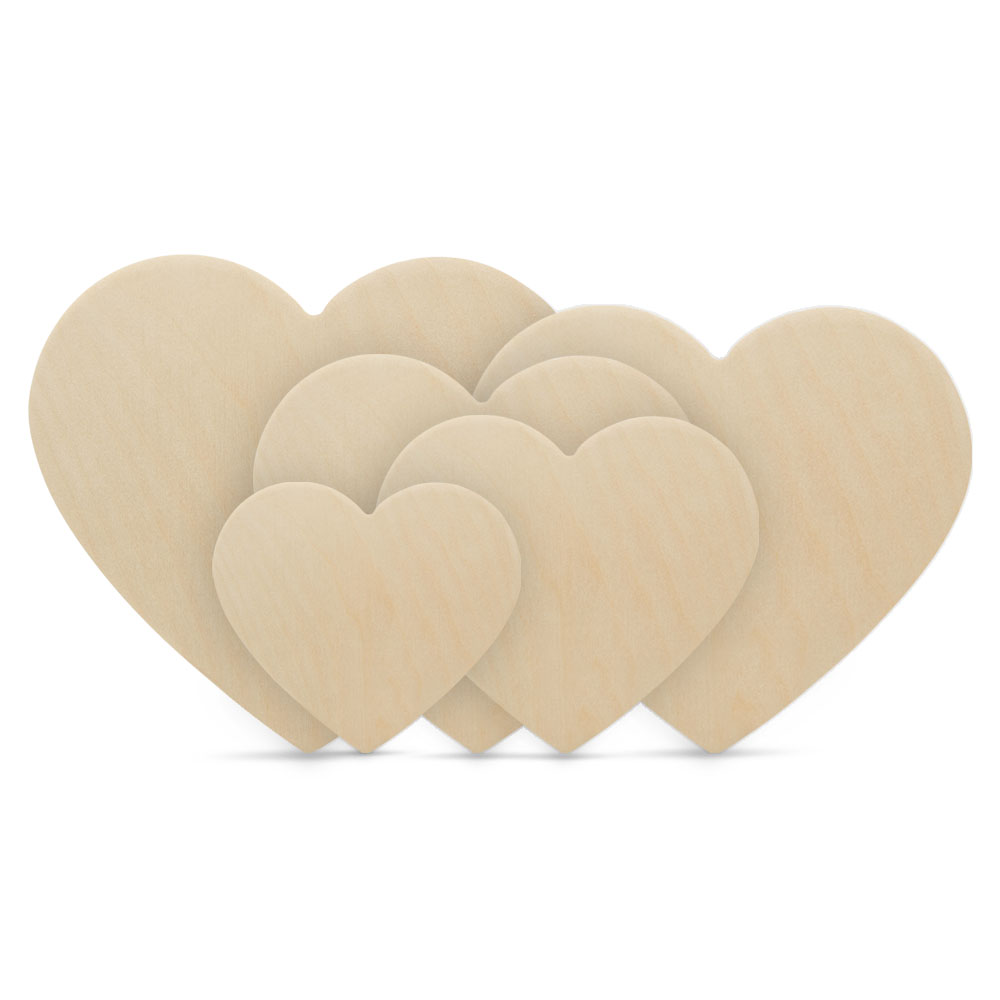 Wooden Heart Cutouts for Crafts 18 inch, 1/4 inch Thick, Pack of 10 Unfinished Heart Shaped Wooden Cutouts, by Woodpeckers