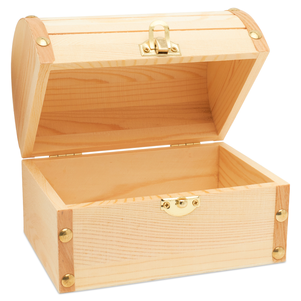 Wood Treasure Chest Box, 6 x 4-1/2 inch, Unfinished for Crafts | Woodpeckers