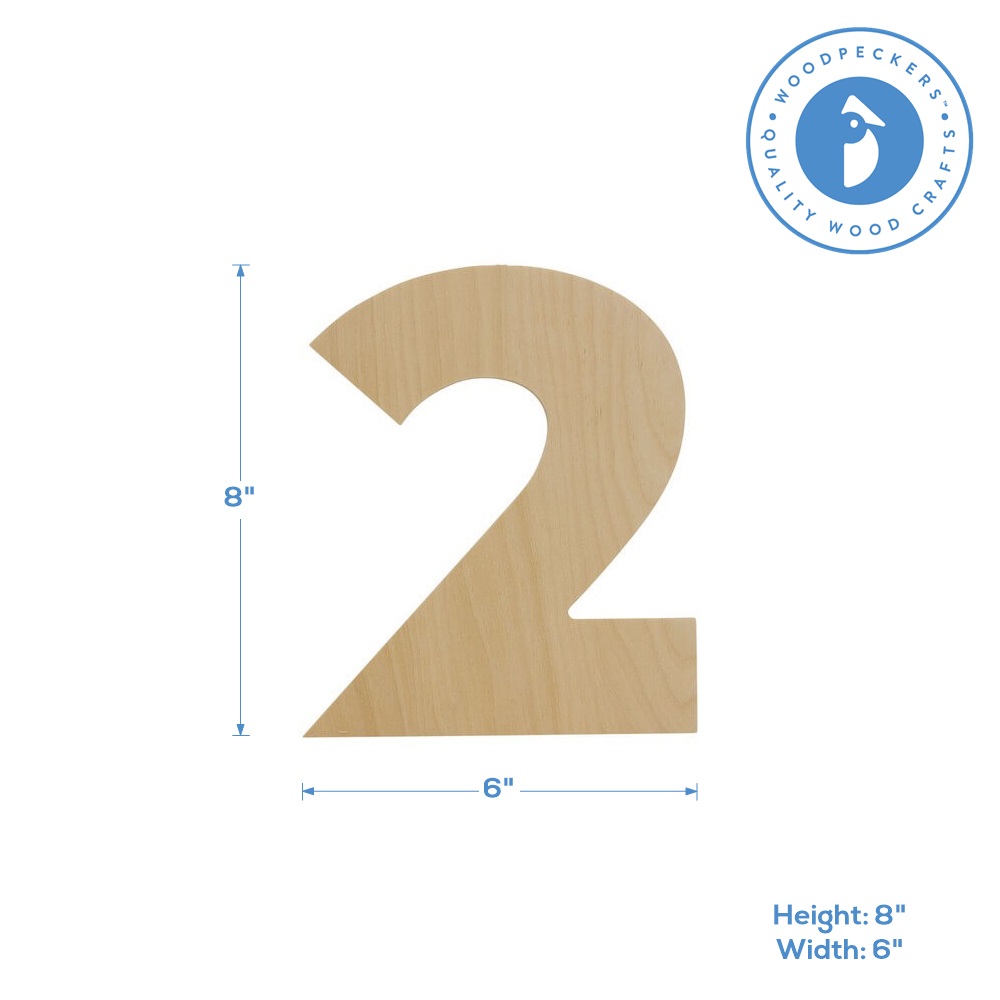 Wooden Number 2, Large Wooden Numbers